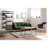 Miliboo Canapé scandinave déhoussable 3 Places en Tissu Velours Bleu Nuit et Bois Clair Oslo