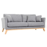 Miliboo Canapé scandinave déhoussable 3 Places en Tissu Gris Clair et Bois Clair Oslo