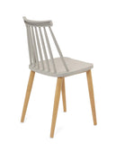 KAYELLES Lot de 2 - Chaise de Cuisine à barreaux bistrot café rétro scandinave, Pieds métal façon Bois Clair BAO (Gris)