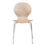 [en.casa] Lot de 4 Chaises de Salle à Manger Ensemble de 4 Chaises Confortables pour Salon Bureau Capacité 150 kg Contreplaqué de Bouleau Métal 85 x 48 x 50 cm Naturel Chrome