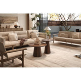 Meublorama Table Basse Ronde en Bois Massif Collection Jakarta - Style Ethnique et Design - Diamètre 65cm