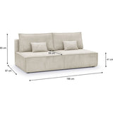 HOMIFAB Canapé Convertible 3 Places avec Coffre de Rangement en Velours côtelé Beige - Milla