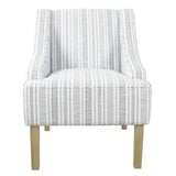 HomePop Fauteuil d'appoint en velours avec accoudoirs Swoop, rayures bleues et blanches