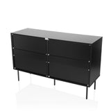hjh LIVING Buffet 6 tiroirs KARBY S 120x40x75 cm, Commode à tiroirs Style Industriel, Beaucoup d'espace de Rangement, Noir