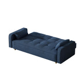 CONCEPT USINE | Canapé Scandinave Convertible 3 Places Velours Côtelé | COPENHAGUE Bleu | Canapé Droit Modulable Moderne avec Accoudoirs + 2 Coussins | Dossier & Assise Déhoussables | Largeur 213 cm