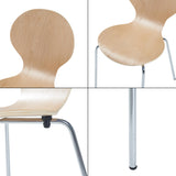 [en.casa] Lot de 4 Chaises de Salle à Manger Ensemble de 4 Chaises Confortables pour Salon Bureau Capacité 150 kg Contreplaqué de Bouleau Métal 85 x 48 x 50 cm Naturel Chrome