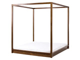 Beliani Lit à Baldaquin Minimaliste en Bois 160 x 200 cm Meuble de Chambre Marron Foncé Herliere