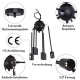 MRHYSWD Luminaire Plafonnier Noir Industriel Vintage Moderne, 6 LumièRes De Lustre Plafonnier E27 Chambre Salon Salle De Bain Cuisine Couloir Salle à Manger Paille Entree, Sans Ampoules
