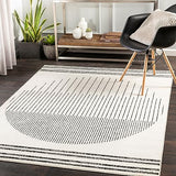 Livabliss Nairobi Tapis Géométrique Scandinave - Grand Tapis Salon, Salle à Manger, Chambre, Cuisine - Design Boheme Chic, Berbere Moderne, Poil Court 200x274 cm - Ivoire, Noir