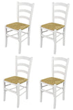 t m c s Tommychairs - Set 4 chaises Venezia pour Cuisine, Bar et Salle à Manger, Robuste Structure en Bois de hêtre laqué en Couleur Blanc et Assise en Paille