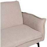 IXIA - Canapé-Lit Beige Tissu Lin Pied métal 214cm