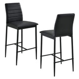 Lot de 2 Tabourets de Bar Chaises Rembourrées PU Similicuir avec Pieds en Acier et Hauteur d'Assise 66 cm Noir