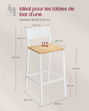 VASAGLE Tabourets de Bar, Lot de 2, Sièges Cuisine, Style Industriel