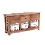 DESIGN DELIGHTS Commode Naturelle Rattan | 98 cm, Bois dacajou, avec paniers et tiroirs en rotin | Commode en Bois, Sideboard Vintage, bahut