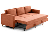 Lisa Design - Jake - canapé Droit 3 Places Convertible en Tissu Velours Relief, Terracotta