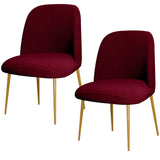 Lot de 2 housses de chaise de salle à manger en velours extensible pour chaises modernes du milieu du siècle, bordeaux