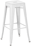 CLP Tabouret de Bar Joshua I Tabouret de Bar empilable en métal I Chaise de Bar avec Repose-Pieds I Hauteur d'assise 76 cm I Tabouret empilable, Couleur:Blanc