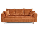 Lisa Design - Rune - canapé Droit 3 Places en Velours texturé, Rouille