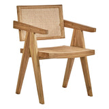 Meubletmoi Fauteuil Lounge en Bois Massif avec Cannage en Rotin - Style Naturel et Exotique - Bruno