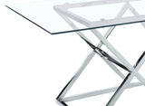 DecoInParis Table à Manger rectangulaire en Verre et Pieds argentés Janice