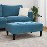 vidaXL Repose-Pied Bleu 77x55x31 cm Velours, Tabouret, Tabouret de canapé, siège de Salon, Pouf, Repose-Pied en Tissu, Meuble de Salon