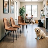 MEUBLE COSY Lot de 4 chaises de salle à manger Scandinave Fauteuil Salon Cuisine Pied Métal Noir Rétro Vintage en suédine Marron