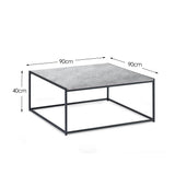 Julian Bowen Table basse carrée Staten, effet béton/noir