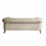 Loberon Canapé Sanbornville Chesterfield Classique Forme Traditionnelle Housse Robuste Rembourrage de Haute Qualité Assise Canapé Hévéa Polyester Taupe