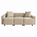 PUGSDRLY Canapé 3 Places avec Coussins Décoratifs,Petit Canapé,Design Moderne,Meuble Rembourré,Tissu Chenille,pour Salon,Chambre,Appartement,Beige
