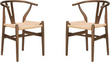 Lot de 2 chaises de salle à manger modernes en poly et écorce en forme d'os triangulaires en noyer avec assise confortable pour cuisine et salle à manger