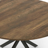 IDMarket - Table à Manger Ronde Alix 6 Personnes Pied araignée Noir et Plateau Bois foncé Hawkins 110 cm