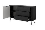 3E 3xE living.com Commode avec Trois tiroirs, Une Porte, Couleur : Noir