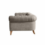 Loberon Canapé Sanbornville Chesterfield Classique Forme Traditionnelle Housse Robuste Rembourrage de Haute Qualité Assise Canapé Hévéa Polyester Taupe