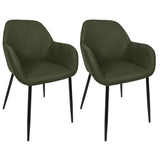 Lot de 2 fauteuils de table en tissu texturé maille 3D kaki - ELECTRON