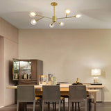 Moderne 9-lumières Or Spoutnik Lustre Unique Métal Chromé Industrielle Pendant Light Sphérique Verre Lampe De Plafond Pour Cuisine Évier Bar-Doré 9 têtes