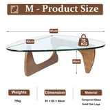 PRITIY Table basse d'appoint en verre - Table basse moderne - Table basse triangulaire (noyer + marron, 91 x 65 x 40 cm), LK155