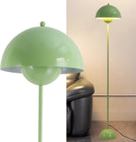 Alpinaluz Lampadaire Vert en Acier avec Abat-jour Bombé – Design Scandinave Rétro – Éclairage Indirect vers le Bas – Douille E27 – Interrupteur au Pied – Pour Salon ou Chambre