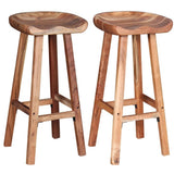 vidaXL Lot de 2 Tabourets de Bar, Chaise de Pub, Siège de Bistrot, Meuble de Salle à Manger Cuisine Salon Maison Intérieur, Bois d'Acacia Massif