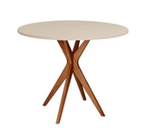 Ragaba Jubi Table à Manger Ronde 80cm Chêne Beige Brun
