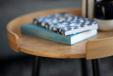 WENKO Petite table basse ronde, table d'appoint bout de canapé bois, pied métal noir, Bois Bambou, Ø 40 x 50 cm
