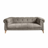 Loberon Canapé Sanbornville Chesterfield Classique Forme Traditionnelle Housse Robuste Rembourrage de Haute Qualité Assise Canapé Hévéa Polyester Taupe