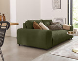 Lisa Design - Canapé Garance en Velours Côtelé - Sofa Vert 3 Places - Salon