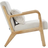 HOMIFAB Fauteuil en Bois et Velours côtelé Beige - Lanna