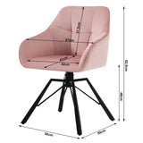 WOLTU Chaise Pivotante à 360°, Chaise Salle à Manger, Chaise Scandinave, Chaise de Cuisine, Fauteuil Salle à Manger, en Velours, Assise Rembourrée, Pieds en Métal, Rose, BH365rs-1