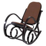 Mendler Rocking-Chair, Fauteuil à Bascule M41 - Imitation Noyer, Tissu Marron