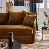 Moment Home Canapé 3 Places Convertible, Grand Confort, Made in France, Déhoussable,Velours Bronze, Couchage 140 Express Quotidien, Auguste