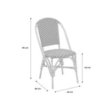 Alice's Home - Lot de 2 chaises empilables bistrot en rotin et polyrotin Noir et Blanc. L 48 x P 58 x H 90cm