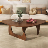 Table Basse Triangulaire en Bois d'hévéa, Style Milieu du siècle, en Noyer, pour Salon, Petite Table Ovale, Marron, Abstraite, Rustique, pour Bureau, extérieur, Patio