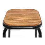 Miliboo Tabourets de Bar empilables Noir et Bois foncé H77.5 cm (Lot de 2) Memphis