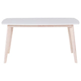 Beliani Table de Salle à Manger 150 x 90 cm en MDF Blanc Mat et Bois d'Hévéa Clair Santos